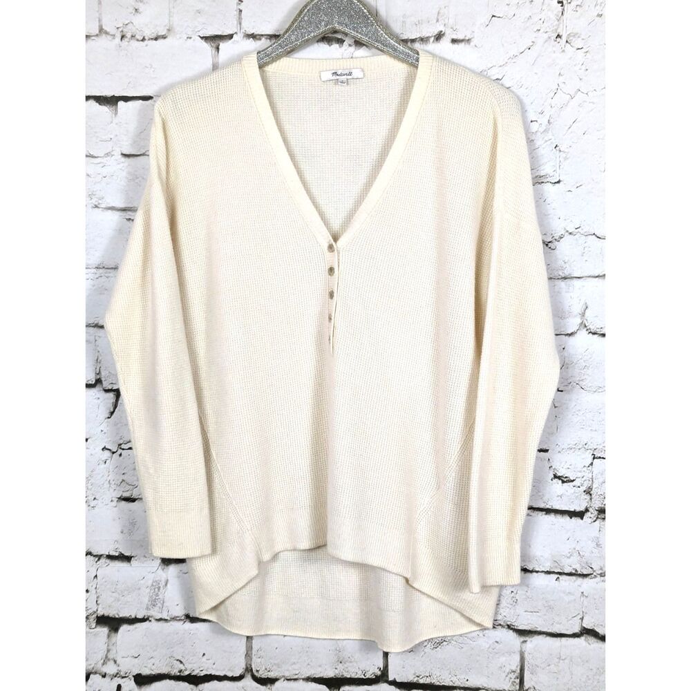 MADEWELL "Asherton" Waffle Henley Wool Alpaca Cozy Sweater Quiet Luxury Small
